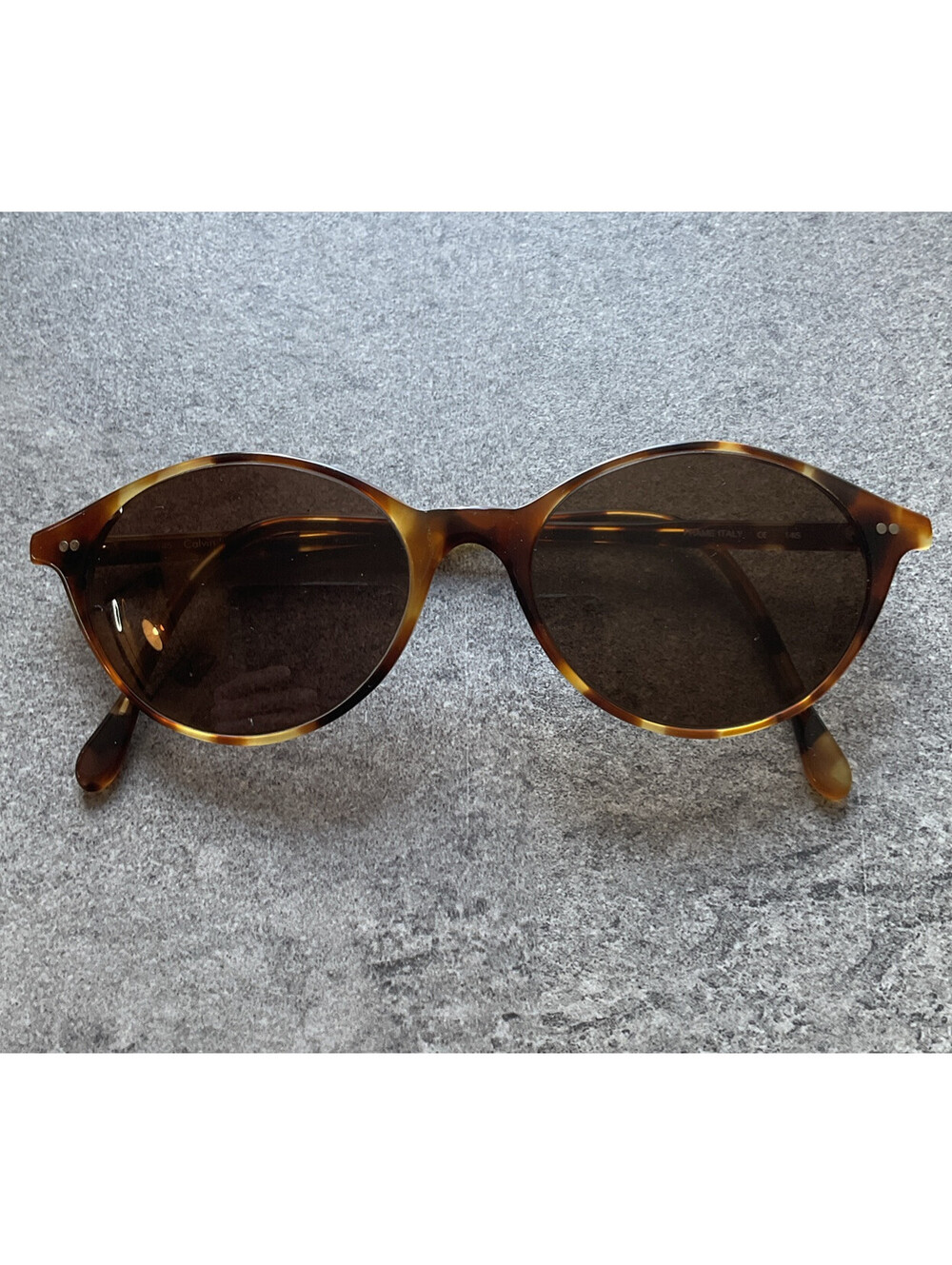 Calvin Klein Brown Amber Tortoise Cat Eye Eyeglasses Italy CK711 145 045 G1